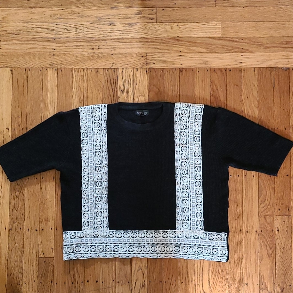 Topshop Boxy Sweater with Trim Details size 8